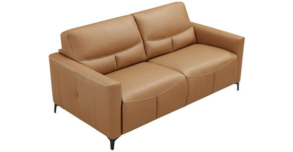 SCHLAFSOFA  in Echtleder Cognac  - Cognac/Schwarz, Design, Leder/Metall (191/89/97cm) - Novel