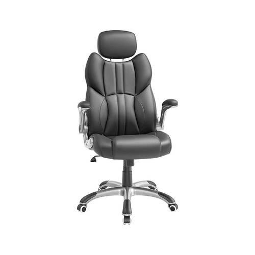 CHEFSESSEL Lederlook Schwarz, Silberfarben  - Silberfarben/Schwarz, Basics, Kunststoff/Textil (70/129/72cm) - Boxxx