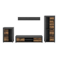 OBÝVACIA STENA, sivá, prírodná farba - čierna/sivá, Design, kompozitné drevo/plast (310/169/35cm) - MID.YOU