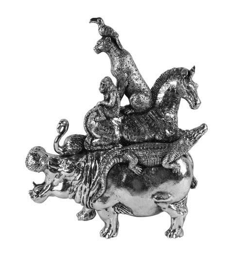 SZOBOR - ezüst, Design, műanyag (36/14,5/43,5cm)