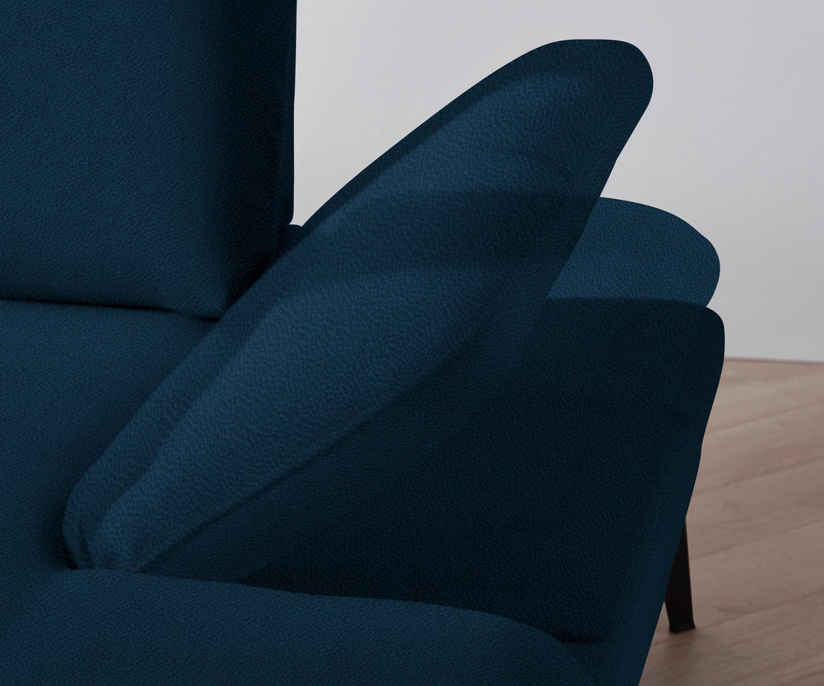 ECKSOFA in Flachgewebe Dunkelblau  - Schwarz/Dunkelblau, Design, Textil/Metall (180/289cm) - Stylife