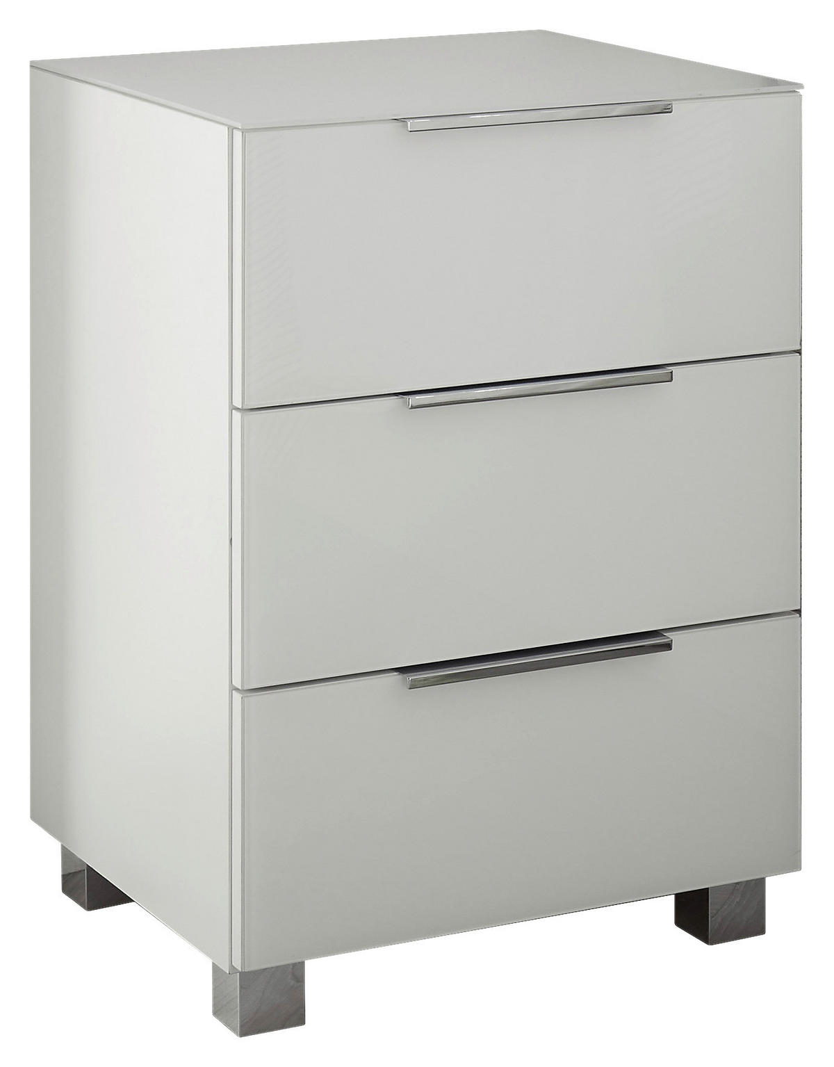 NACHTKÄSTCHEN 45,1/63,5/40,2 cm  in Weiß  - Chromfarben/Weiß, KONVENTIONELL, Glas/Holzwerkstoff (45,1/63,5/40,2cm) - Xora