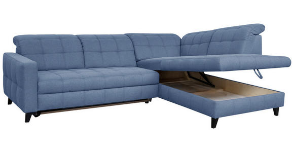 ECKSOFA in Webstoff Blau 297/216 cm - Blau/Schwarz, Design, Holz/Textil (297/216cm) - Xora