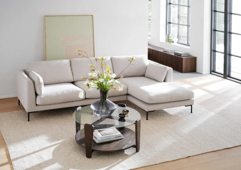 SOFFA i beige  - beige/svart, Klassisk, metall/trä (270/83/160cm) - Rowico