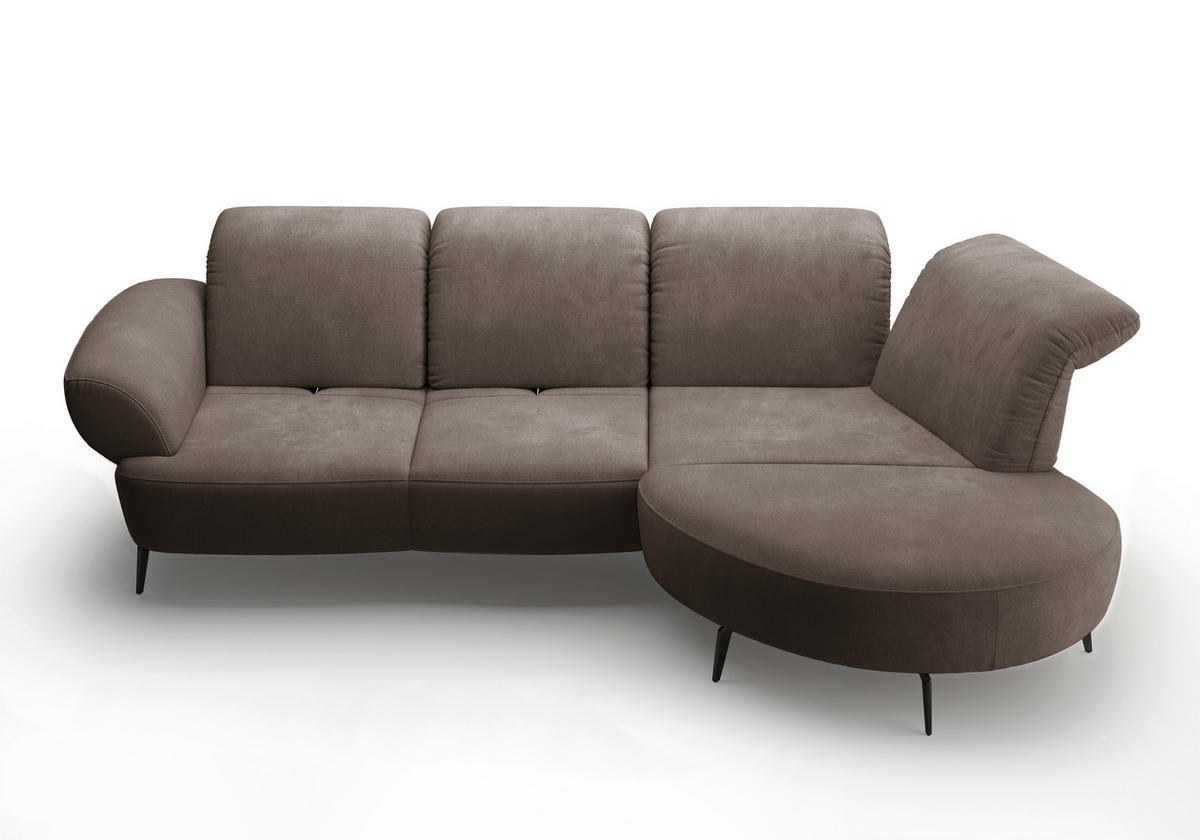 ECKSOFA in Flachgewebe Schlammfarben  - Schlammfarben/Schwarz, Modern, Textil/Metall (313/208cm) - Sit & More