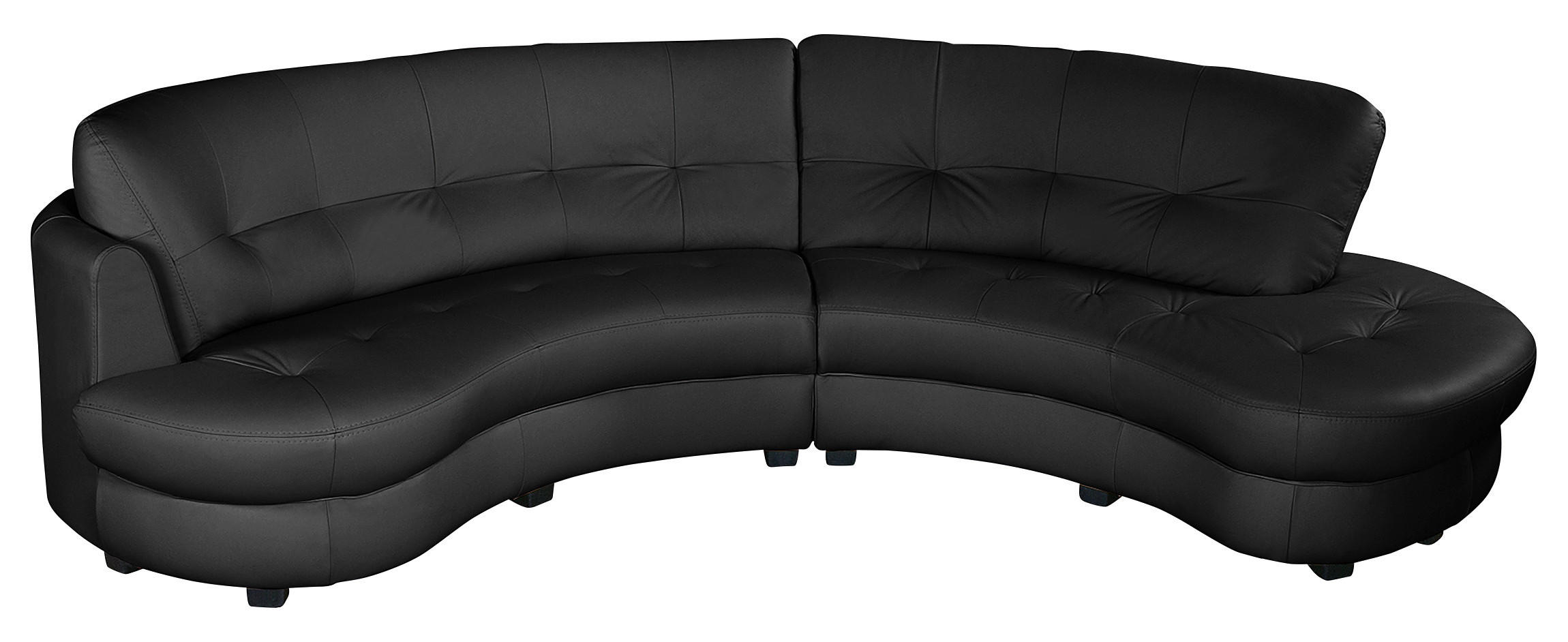 ECKSOFA Schwarz Echtleder Lederlook  - Schwarz, Design, Leder/Kunststoff (300/113cm) - Livetastic
