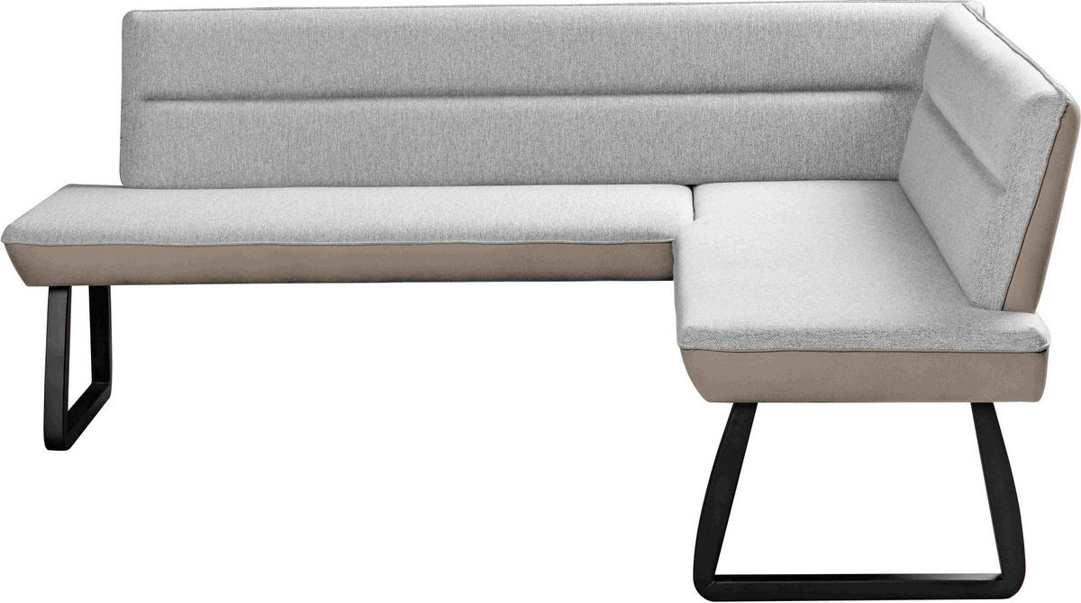 ECKBANK 210/178 cm Webstoff Hellgrau, Beige Buche vollmassiv   - Beige/Hellgrau, KONVENTIONELL, Holz/Textil (210/178cm) - Novel