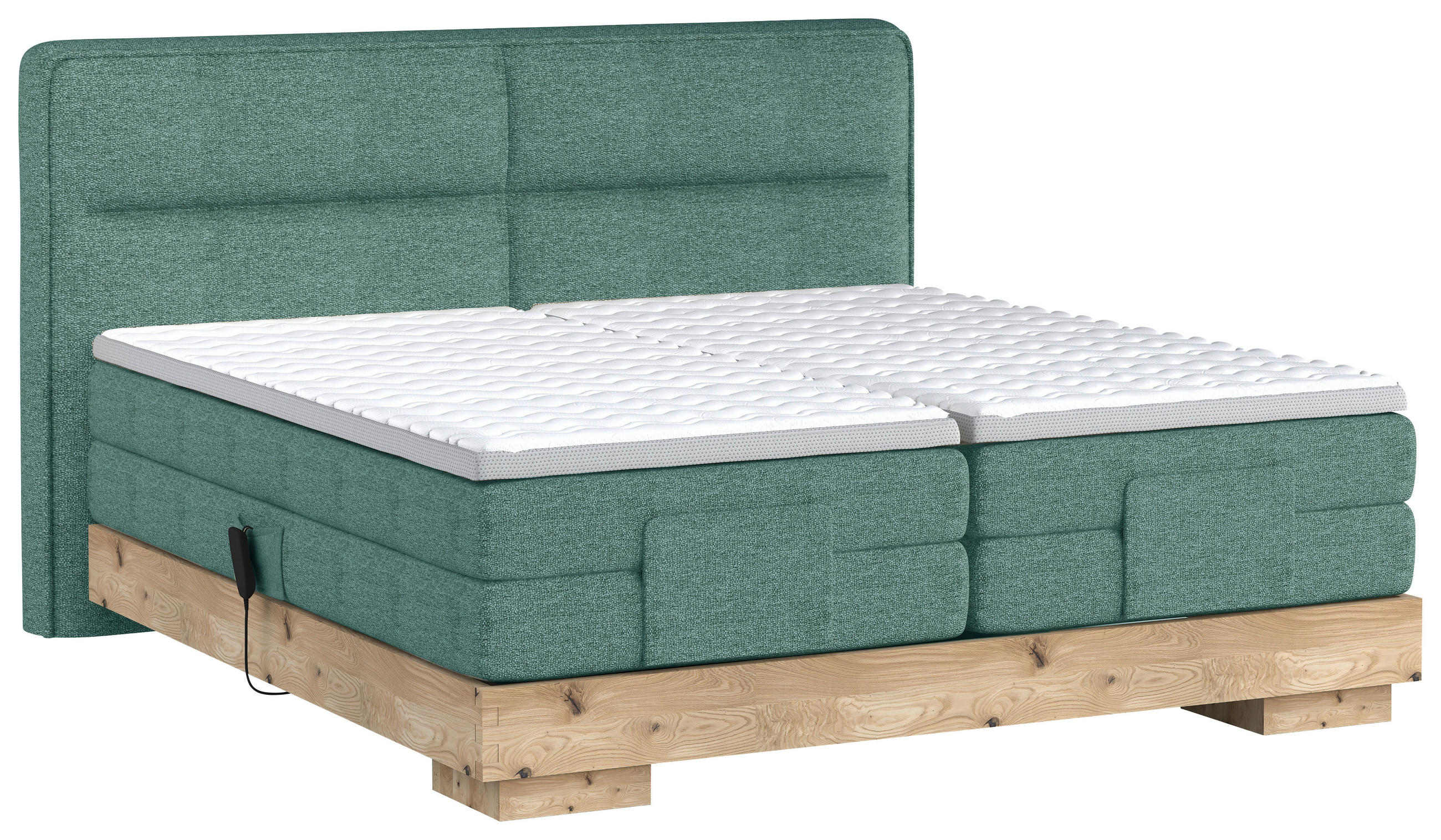 BOXSPRINGBETT 180/200 cm  in Blau, Eichefarben  - Blau/Eichefarben, Natur, Holz/Holzwerkstoff (180/200cm) - Valnatura