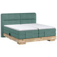 BOXSPRINGBETT 180/200 cm  in Blau, Eichefarben  - Blau/Eichefarben, Natur, Holz/Textil (180/200cm) - Valnatura