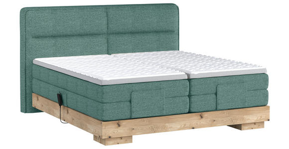 BOXSPRINGBETT 180/200 cm  in Blau, Eichefarben  - Blau/Eichefarben, Natur, Holz/Textil (180/200cm) - Valnatura