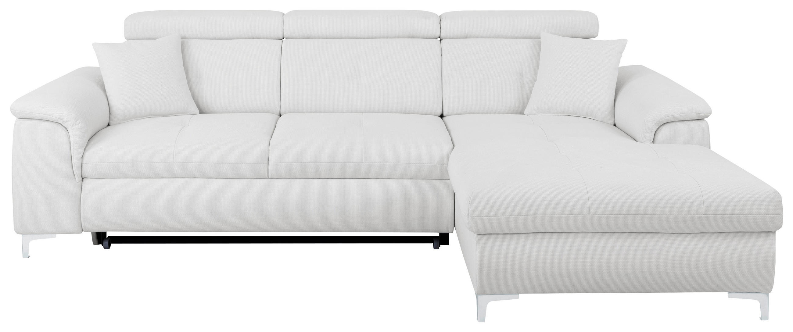 ECKSOFA in Flachgewebe Naturfarben  - Chromfarben/Naturfarben, Konventionell, Textil/Metall (268/175cm) - Carryhome