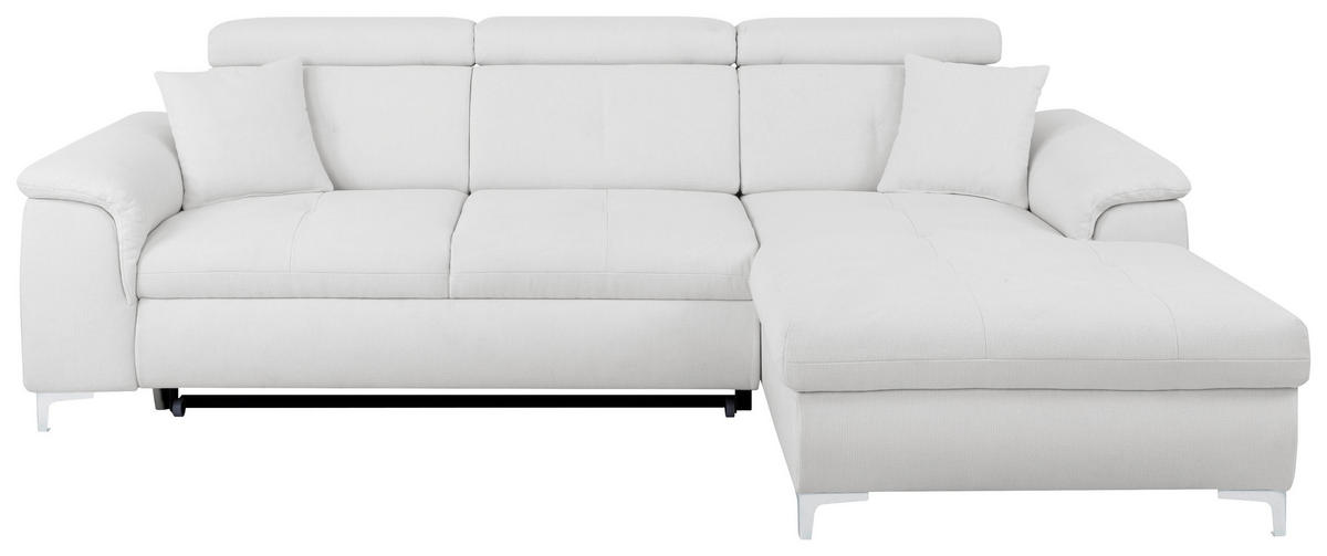 ECKSOFA in Flachgewebe Naturfarben  - Chromfarben/Naturfarben, Konventionell, Textil/Metall (268/175cm) - Carryhome