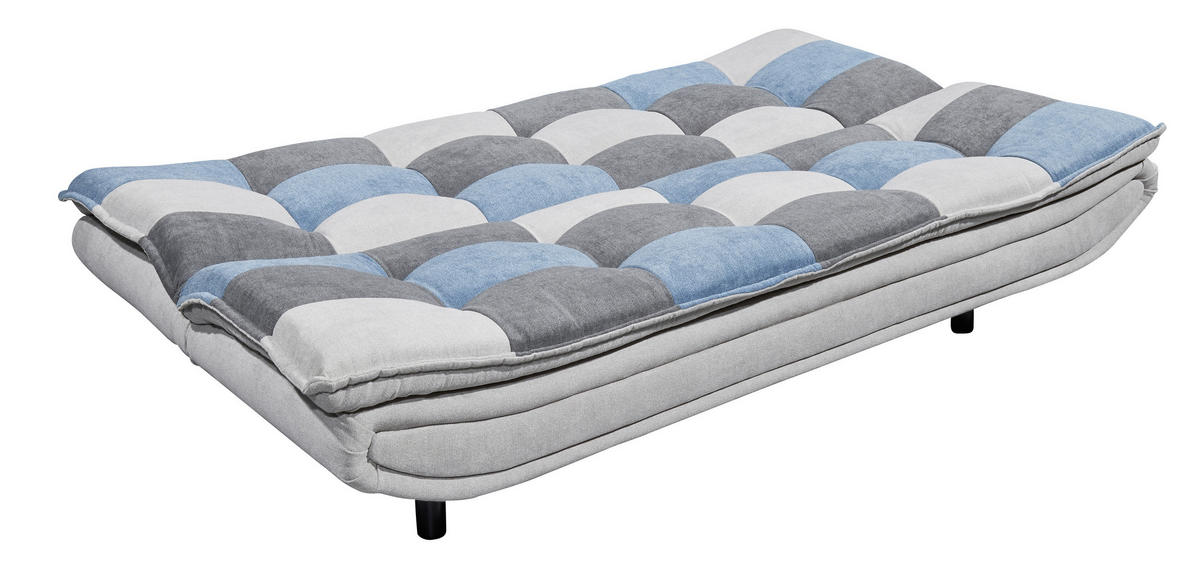 SCHLAFSOFA in Mikrovelours Blau, Silberfarben, Dunkelgrau  - Blau/Dunkelgrau, Basics, Holzwerkstoff/Kunststoff (188/90/89cm) - MID.YOU