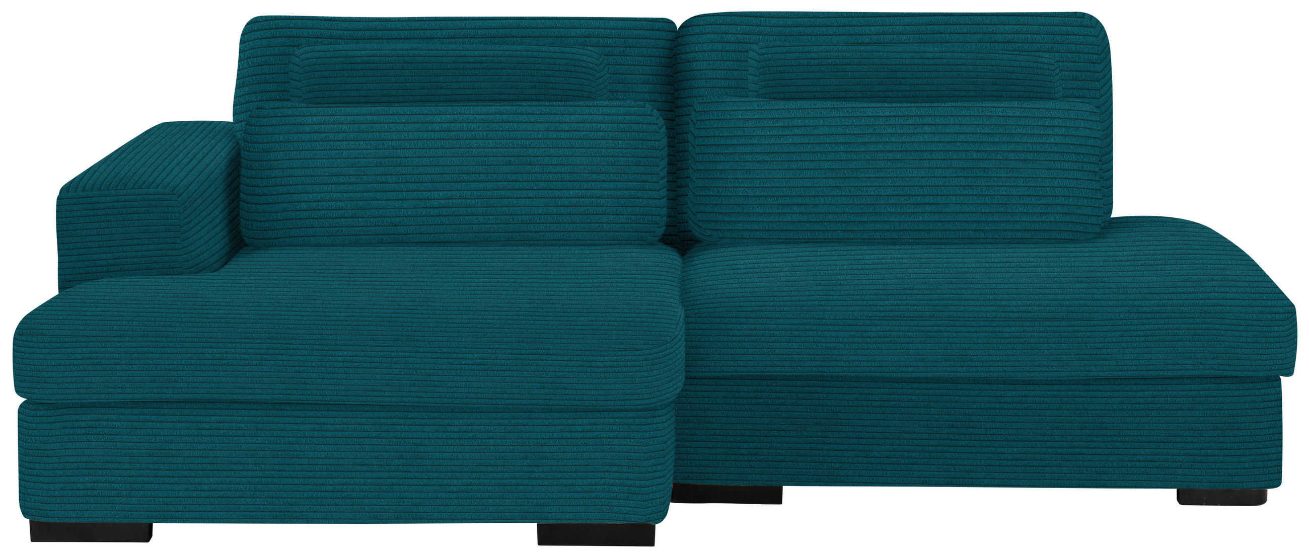 ECKSOFA in Cord, Velours Petrol  - Petrol/Schwarz, Design, Kunststoff/Textil (158/223cm) - Lomoco