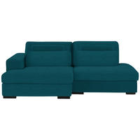 ECKSOFA in Cord, Velours Petrol  - Petrol/Schwarz, Design, Kunststoff/Textil (158/223cm) - Lomoco