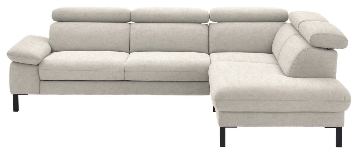 ECKSOFA in Flachgewebe Beige  - Beige/Schwarz, Design, Holzwerkstoff/Textil (272/217cm) - Pure Home Comfort