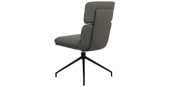STUHL Echtleder Schwarz, Dunkelgrau  - Dunkelgrau/Schwarz, Design, Leder/Metall (50/92/64,5cm) - Dieter Knoll