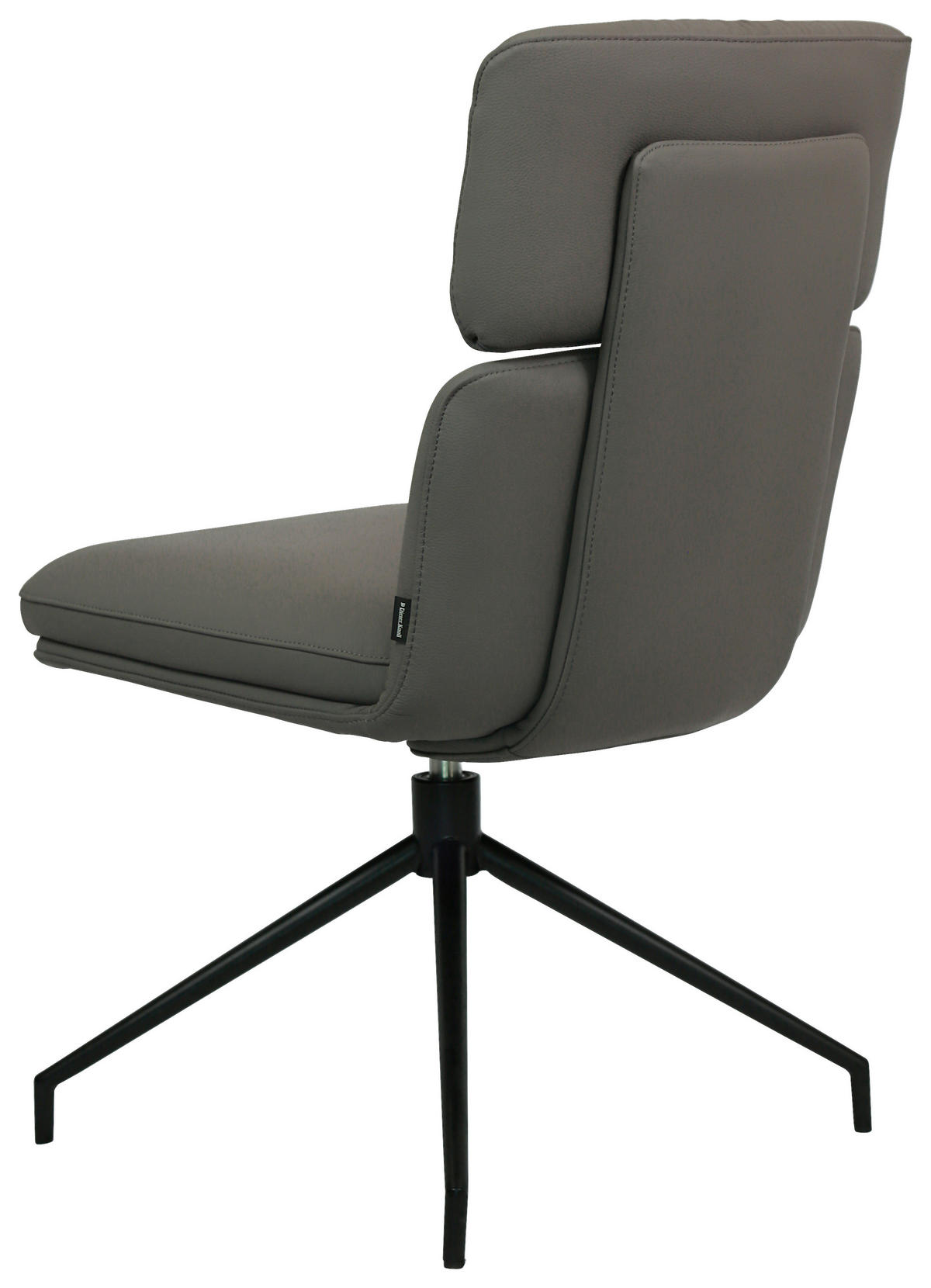 STUHL Echtleder Schwarz, Dunkelgrau  - Dunkelgrau/Schwarz, Design, Leder/Metall (50/92/64,5cm) - Dieter Knoll