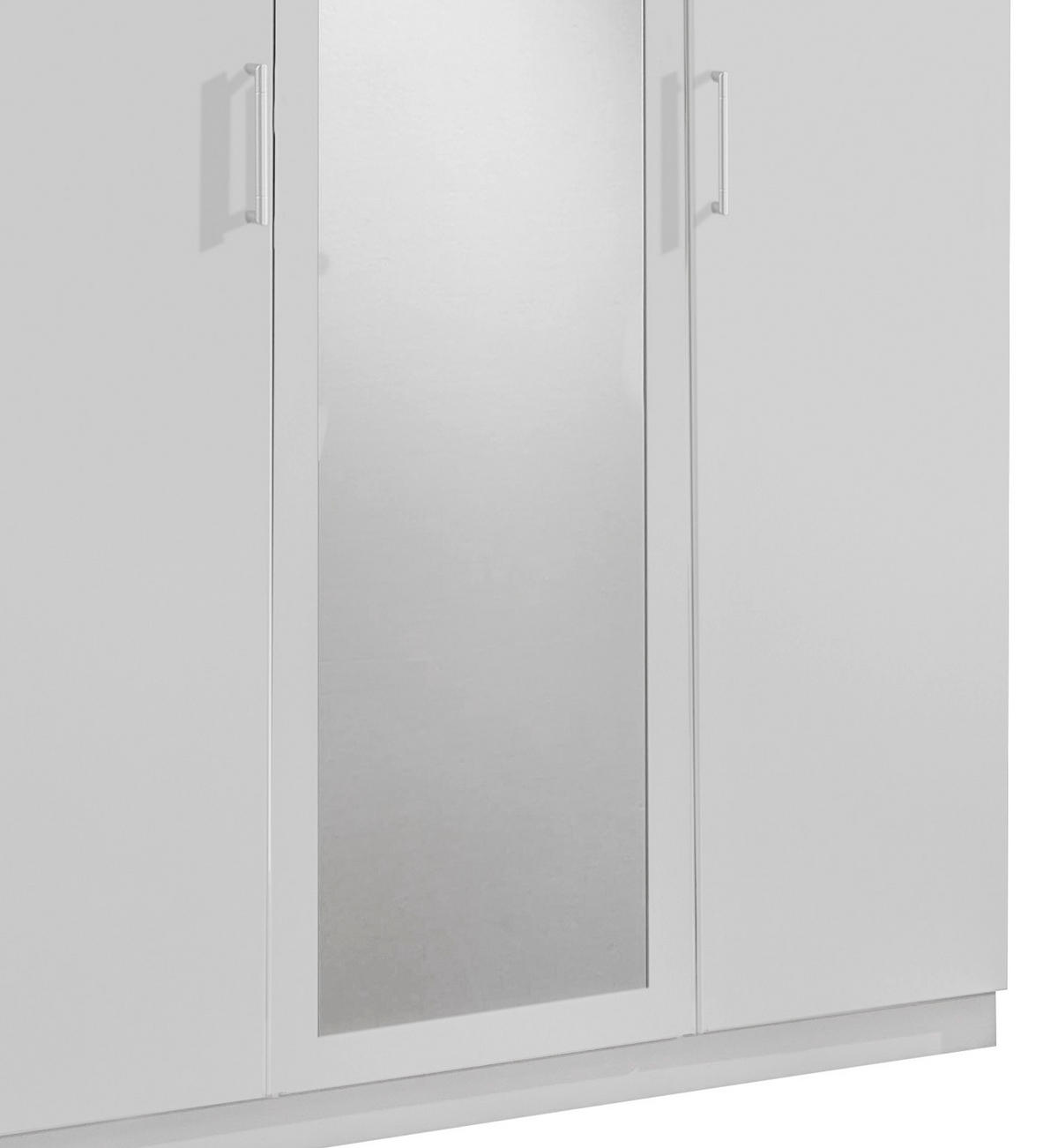 DREHTÜRENSCHRANK in Weiss  - Weiss/Alufarben, Konventionell, Glas/Holzwerkstoff (135/199/58cm) - MID.YOU