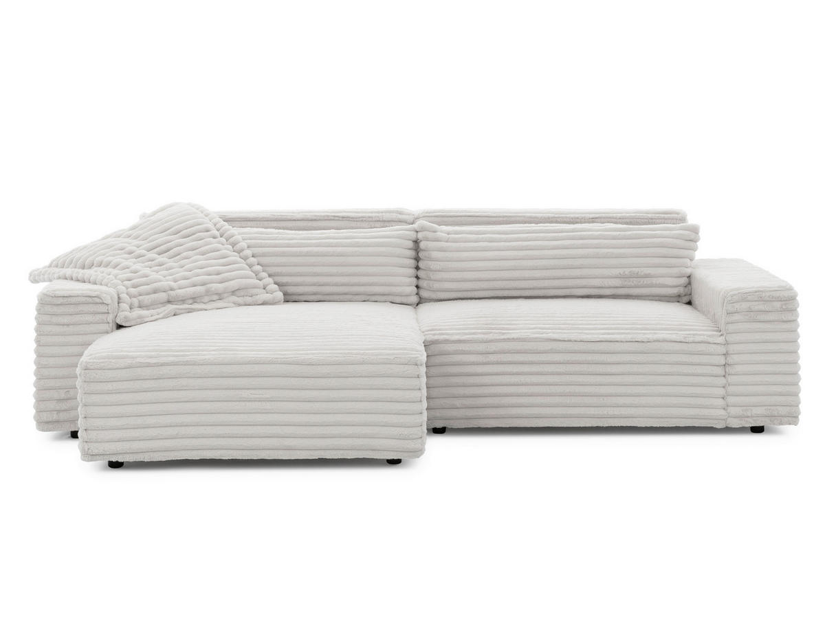 ECKSOFA Cord Hellgrau  - Hellgrau/Schwarz, Design, Kunststoff/Textil (251/142cm) - P & B