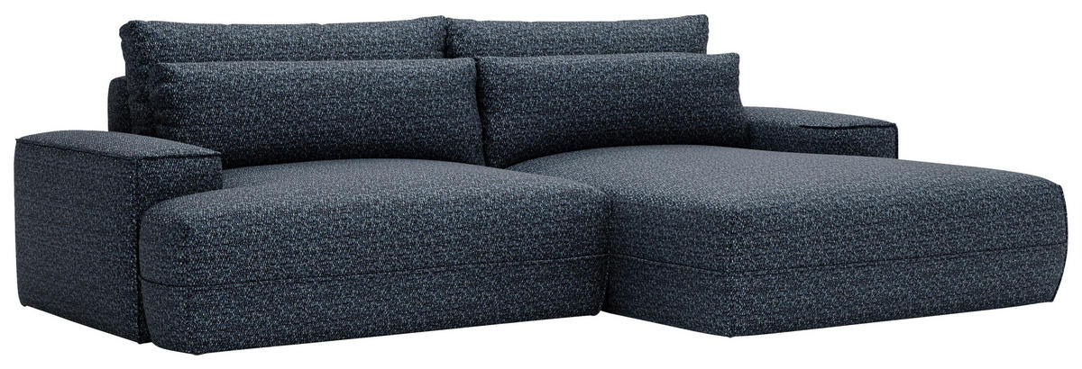 ECKSOFA in Struktur Blau  - Blau/Schwarz, Design, Kunststoff/Textil (272/156cm) - Livetastic