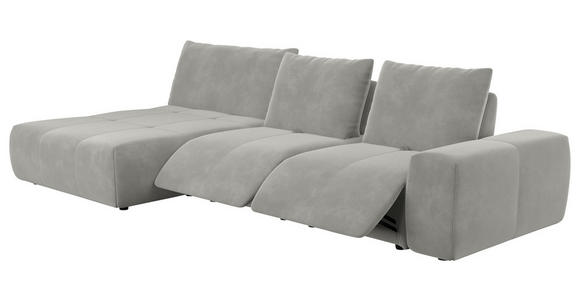 ECKSOFA in Velours Greige  - Greige/Schwarz, Design, Kunststoff/Textil (174/342cm) - Xora