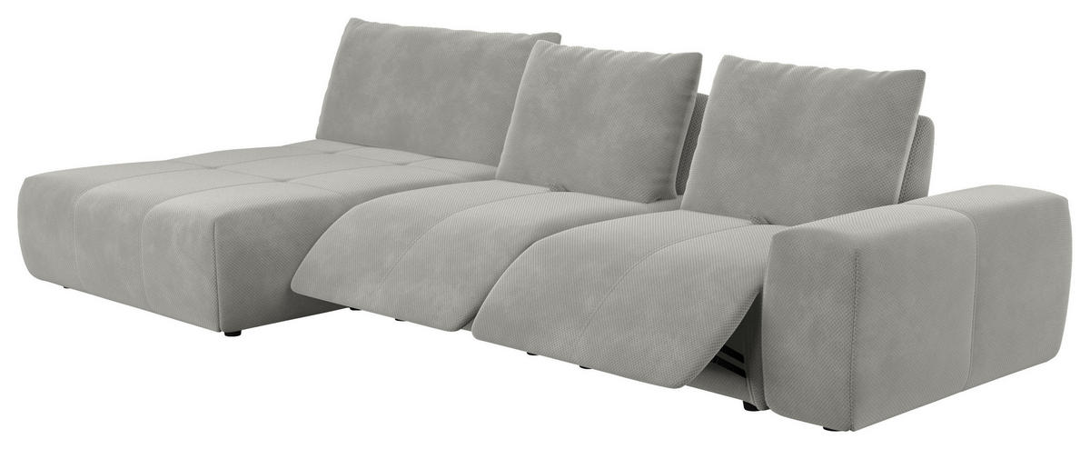 ECKSOFA in Velours Greige  - Greige/Schwarz, Design, Kunststoff/Textil (174/347cm) - Xora