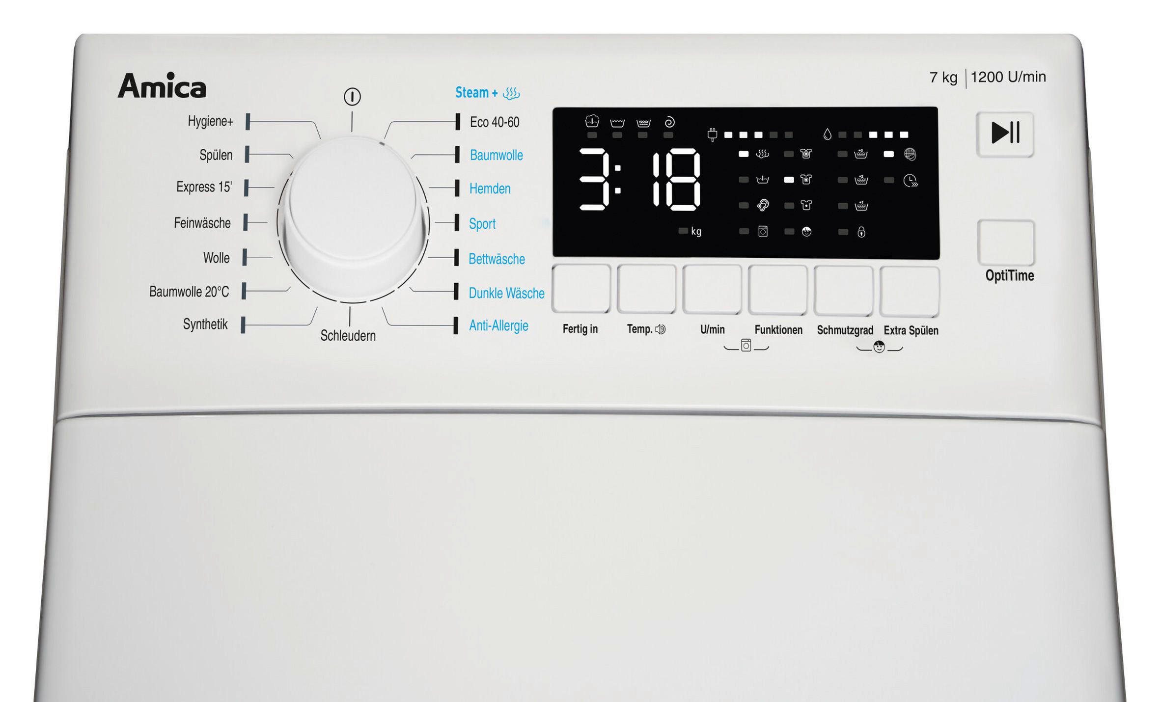 Thumbnail - Amica Waschmaschine, Weiß, Metall, 40.0x87.5x61.0 cm, Restzeitanzeige, Kindersicherung, Aquastop, LED-Anzeigen, Unwuchtk...