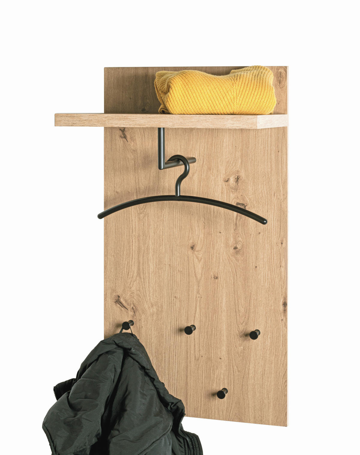 WANDGARDEROBE - Eichefarben/Schwarz, KONVENTIONELL, Holzwerkstoff/Metall (48/90/31cm)