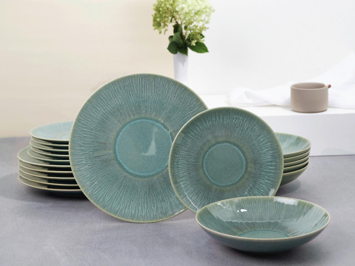 TAFELSERVICE Grün Sea Breeze Green 12-teilig  - Grün, Basics, Keramik (43/40/37cm) - Creatable