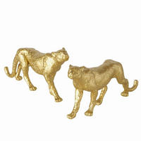 DEKORAČNÝ LEOPARD - zlatá, Basics, kameň (6/31/14cm)