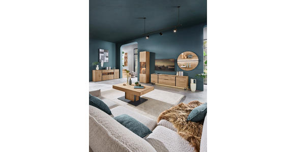 WOHNWAND  in Eichefarben  318/206/44 cm  - Eichefarben/Anthrazit, Natur, Glas/Holz (318/206/44cm) - Valnatura