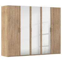 DREHTÜRENSCHRANK 251/197/60 cm,  in Sonoma Eiche, 5-türig  - Silberfarben/Sonoma Eiche, Design, Glas/Holzwerkstoff (251/197/60cm) - Novel