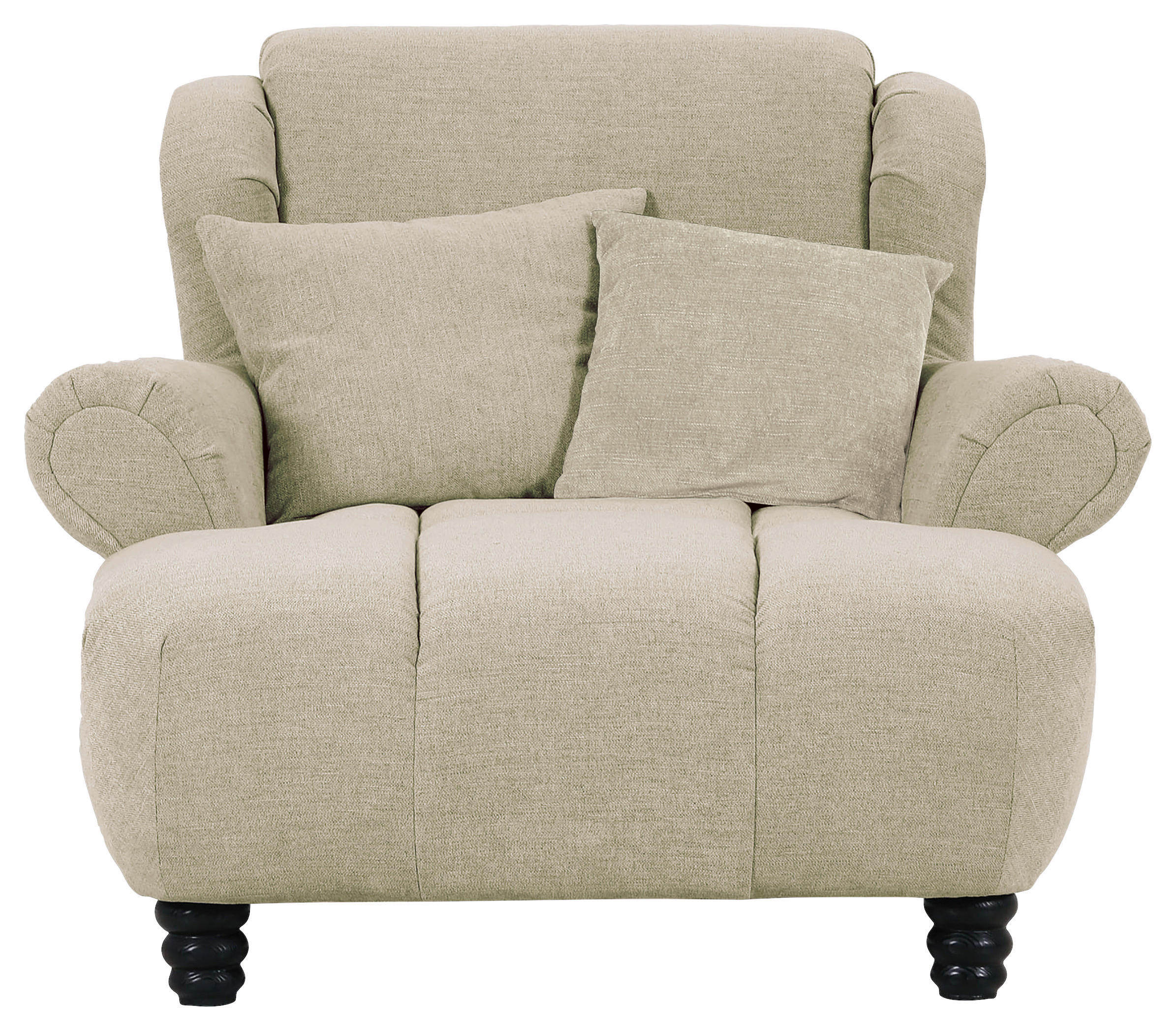 XXL-SESSEL Flachgewebe Beige - Beige/Schwarz, KONVENTIONELL, Holz/Textil (125/100/140cm) - Carryhome