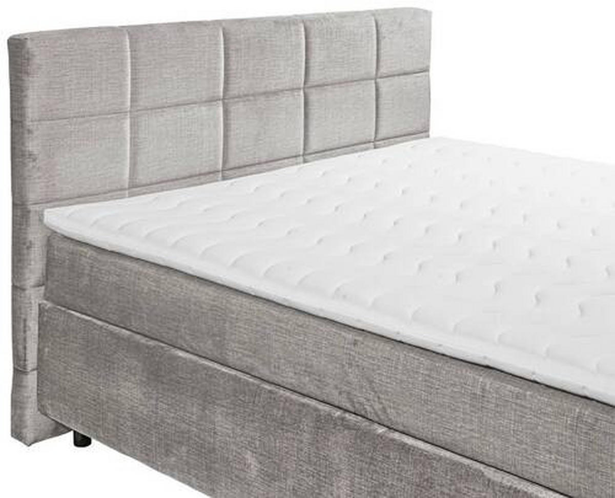 BOXSPRINGBETT 180/200 cm  in Hellgrau  - Hellgrau/Schwarz, Design, Holzwerkstoff/Kunststoff (180/200cm) - Xora