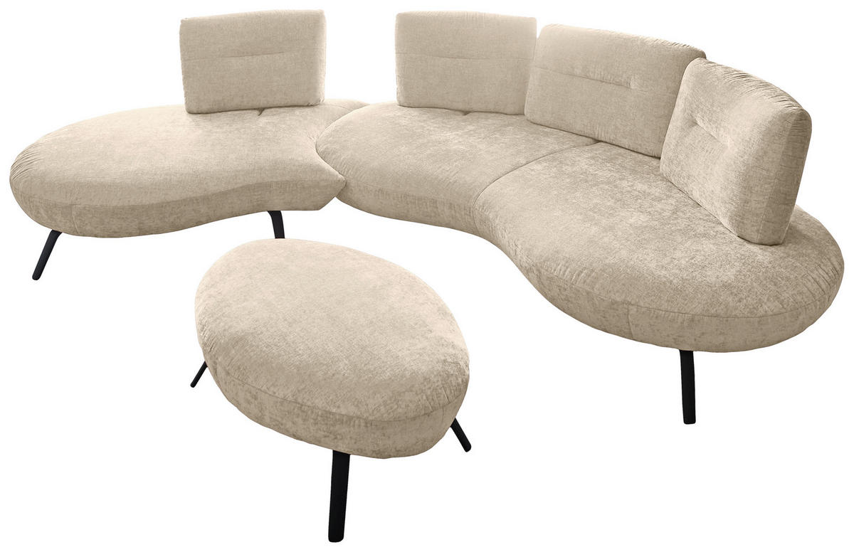 BIGSOFA Flachgewebe Creme  - Creme/Schwarz, Design, Textil/Metall (456/93/138cm) - Moderano