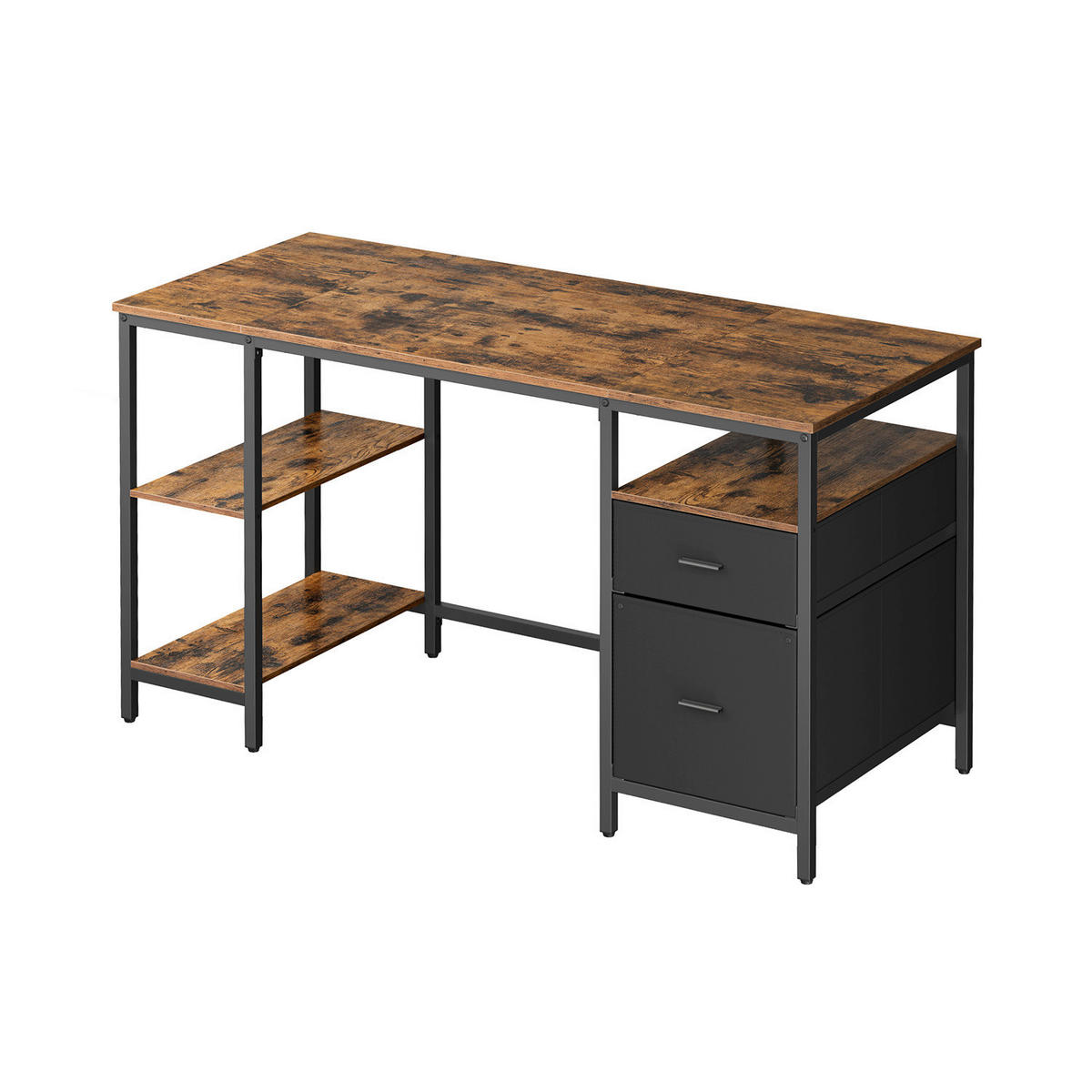 SCHREIBTISCH 140/60/76 cm Braun, Schwarz  - Schwarz/Braun, Basics, Holzwerkstoff/Textil (140/60/76cm) - Boxxx