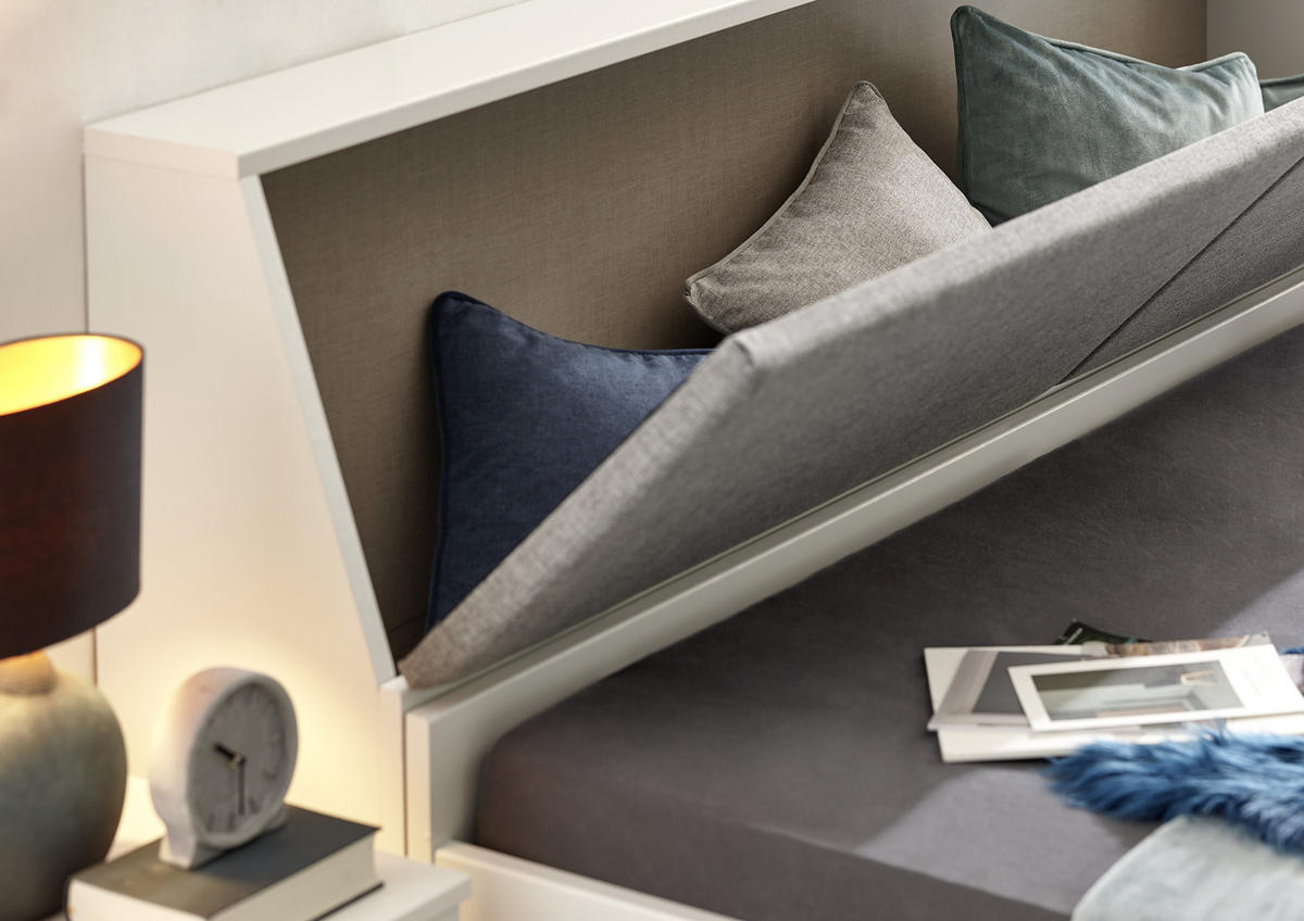 STAURAUMBETT 180/200 cm  in Weiss, Hellgrau   - Weiss/Hellgrau, Konventionell, Holzwerkstoff/Textil (180/200cm) - Ti'me