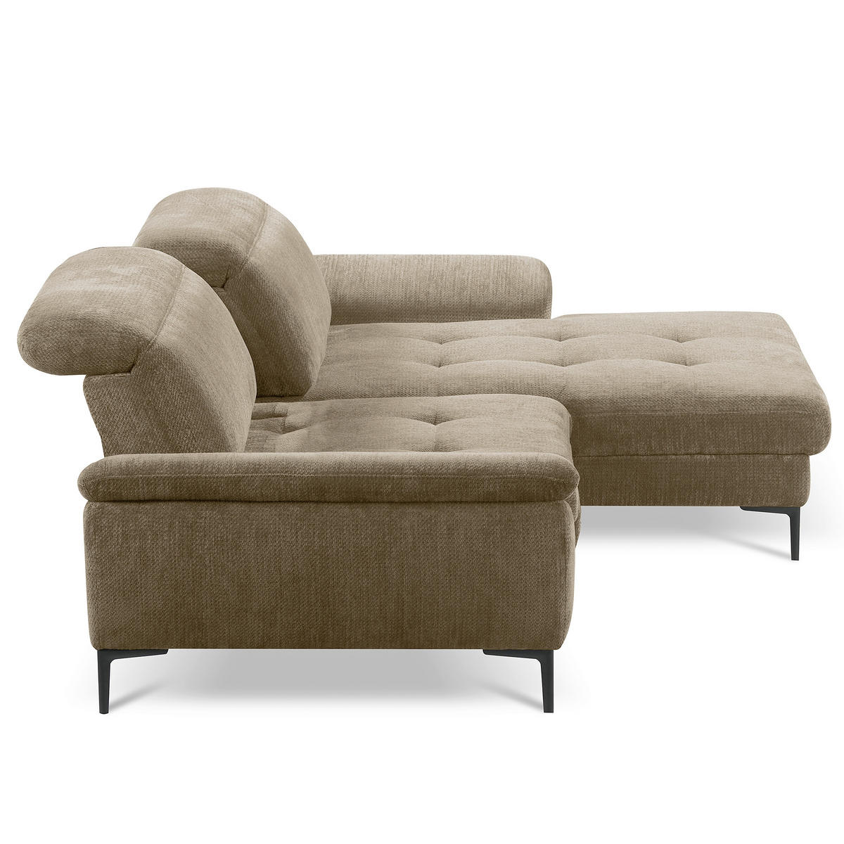 ECKSOFA  Webstoff Taupe  - Taupe/Schwarz, Design, Textil/Metall (268/195cm) - Livetastic