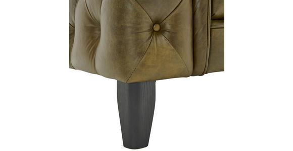 CHESTERFIELD-SOFA  in Echtleder Grün  - Schwarz/Grün, LIFESTYLE, Leder/Holz (220/77/91cm) - Ambia Home