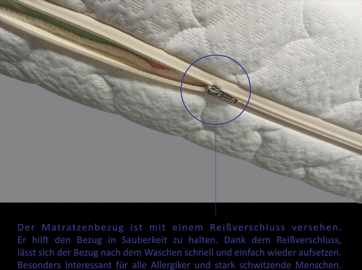 TASCHENFEDERKERNMATRATZE 90/200 cm Höhe ca. 21 cm 7 -Zonen - Weiß, Basics, Textil (90/200cm) - Boxxx