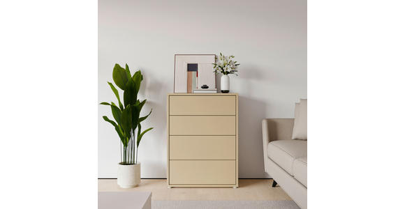 KOMMODE , 75/99/35 cm, 4 Schublade(n)  - Silberfarben/Hellgelb, Trend, Holzwerkstoff/Kunststoff (75/99/35cm) - Carryhome