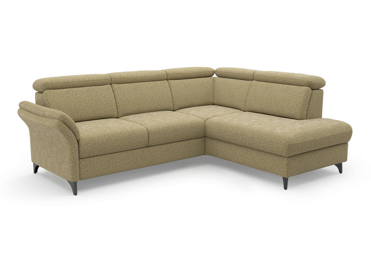 ECKSOFA Chenille Olivgrün  - Schwarz/Olivgrün, Konventionell, Textil/Metall (247/193cm) - Sit & More
