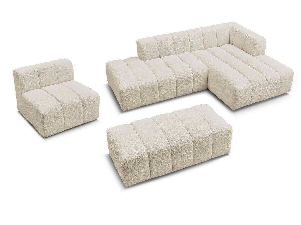 ECKSOFA Ottomane rechts  ANNECY Beige Bouclé  - Beige/Schwarz, MODERN, Kunststoff/Textil (262/170cm)