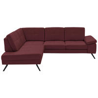 ECKSOFA in Lederlook, Mikrofaser Bordeaux  194/261 cm  - Bordeaux/Schwarz, Design, Textil/Metall (194/261cm) - Beldomo System