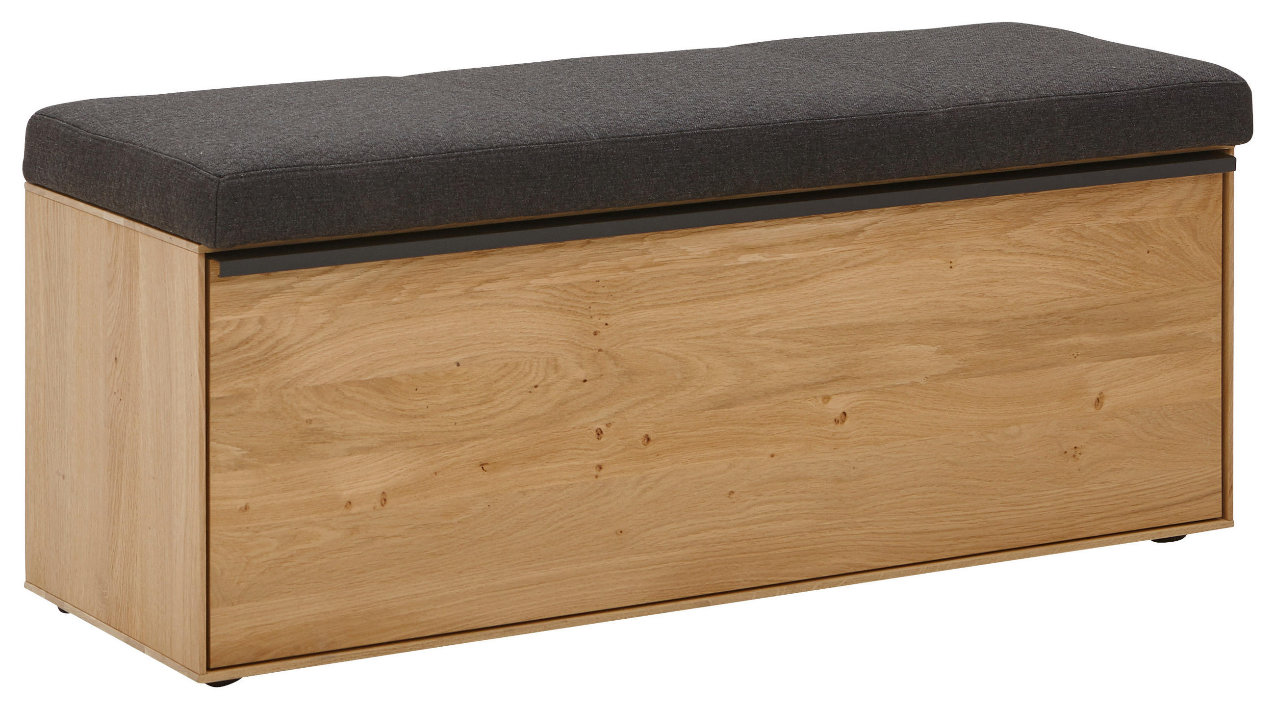GARDEROBENBANK Flachgewebe Kerneiche vollmassiv Anthrazit, Eichefarben - Eichefarben/Anthrazit, Natur, Holz/Kunststoff (118/50/41cm) - Valnatura