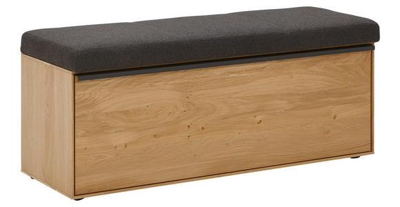 GARDEROBENBANK Flachgewebe Kerneiche vollmassiv Anthrazit, Eichefarben  - Eichefarben/Anthrazit, Natur, Holz/Kunststoff (118/50/41cm) - Valnatura