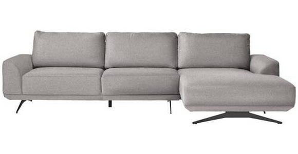 ECKSOFA in Webstoff Hellgrau  - Hellgrau/Schwarz, Design, Textil/Metall (320/172cm) - Valnatura