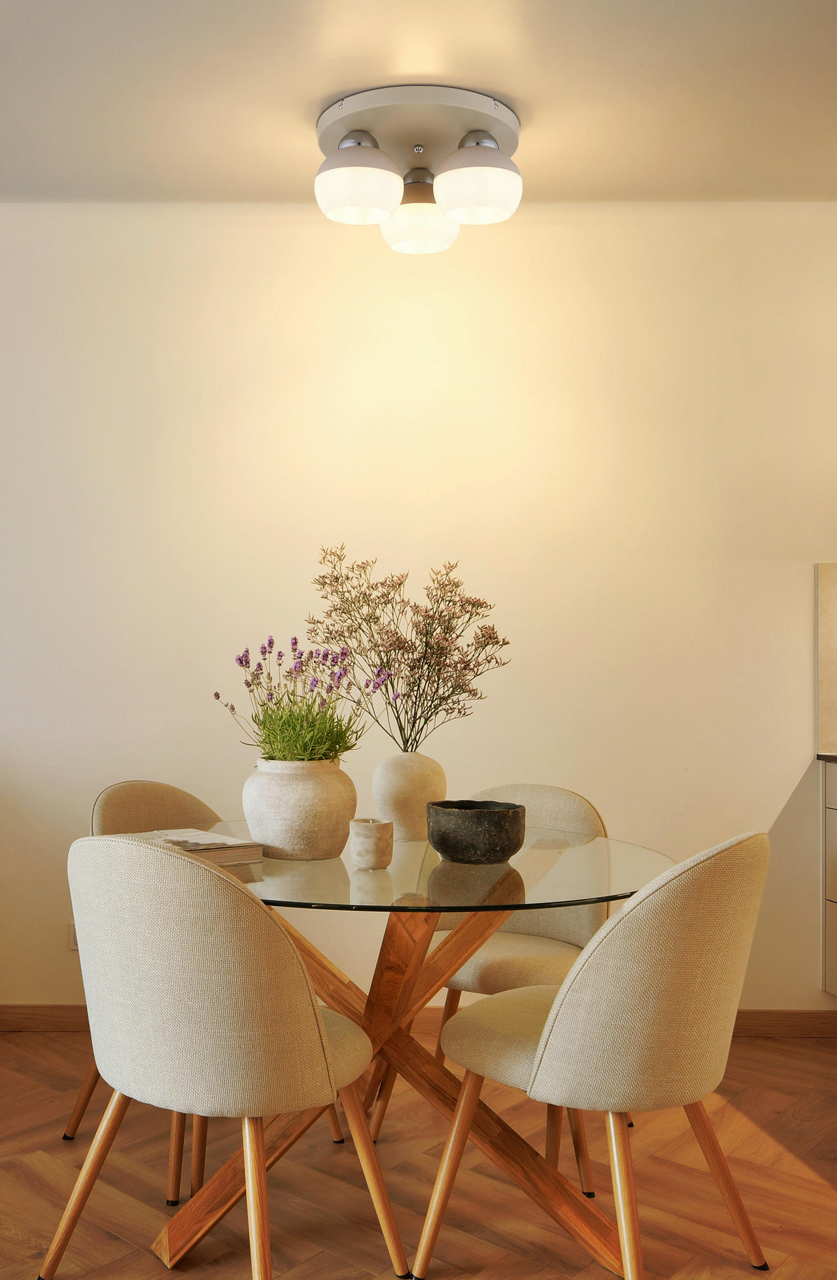 DECKENLEUCHTE  30/15,5 cm    - Sandfarben/Chromfarben, Trend, Glas/Metall (30/15,5cm) - Collet's Monde