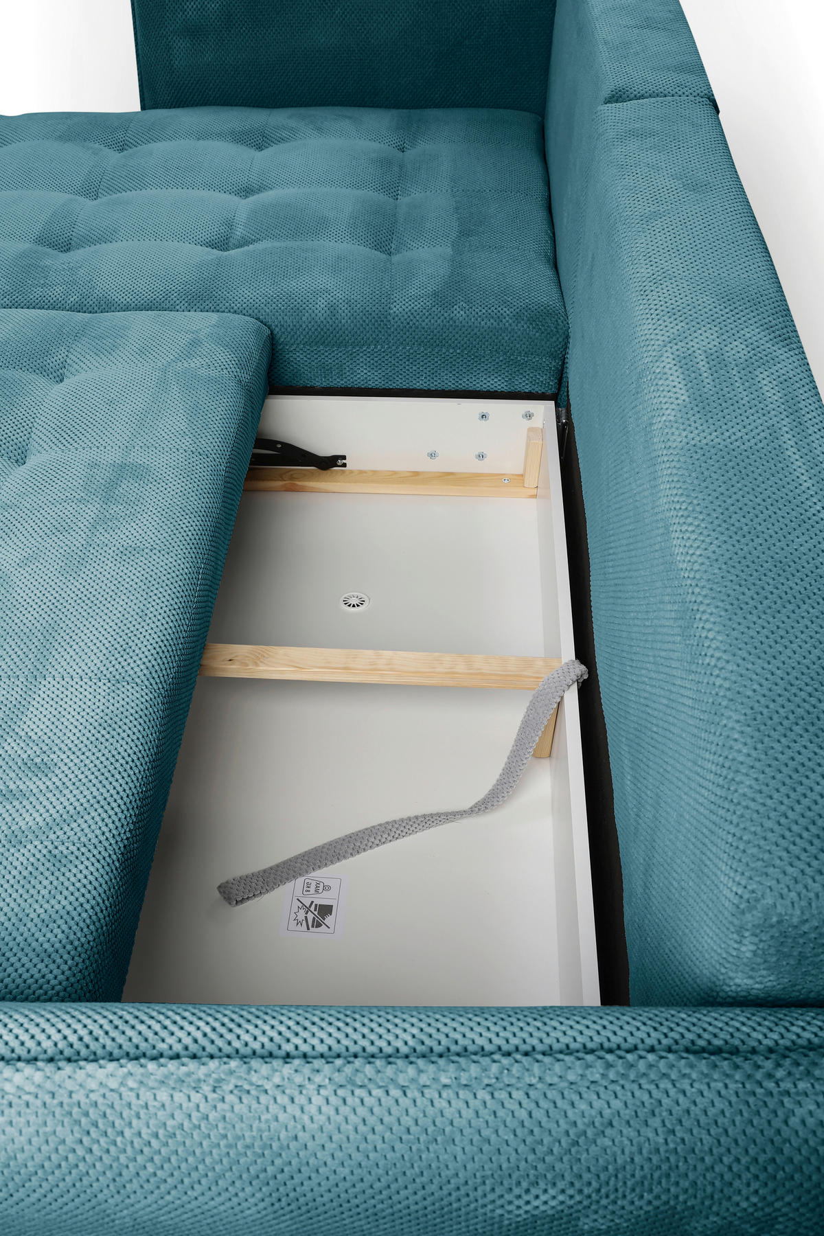 ECKSOFA in Chenille Blau  - Blau/Schwarz, Modern, Textil/Metall (200/285cm) - MID.YOU